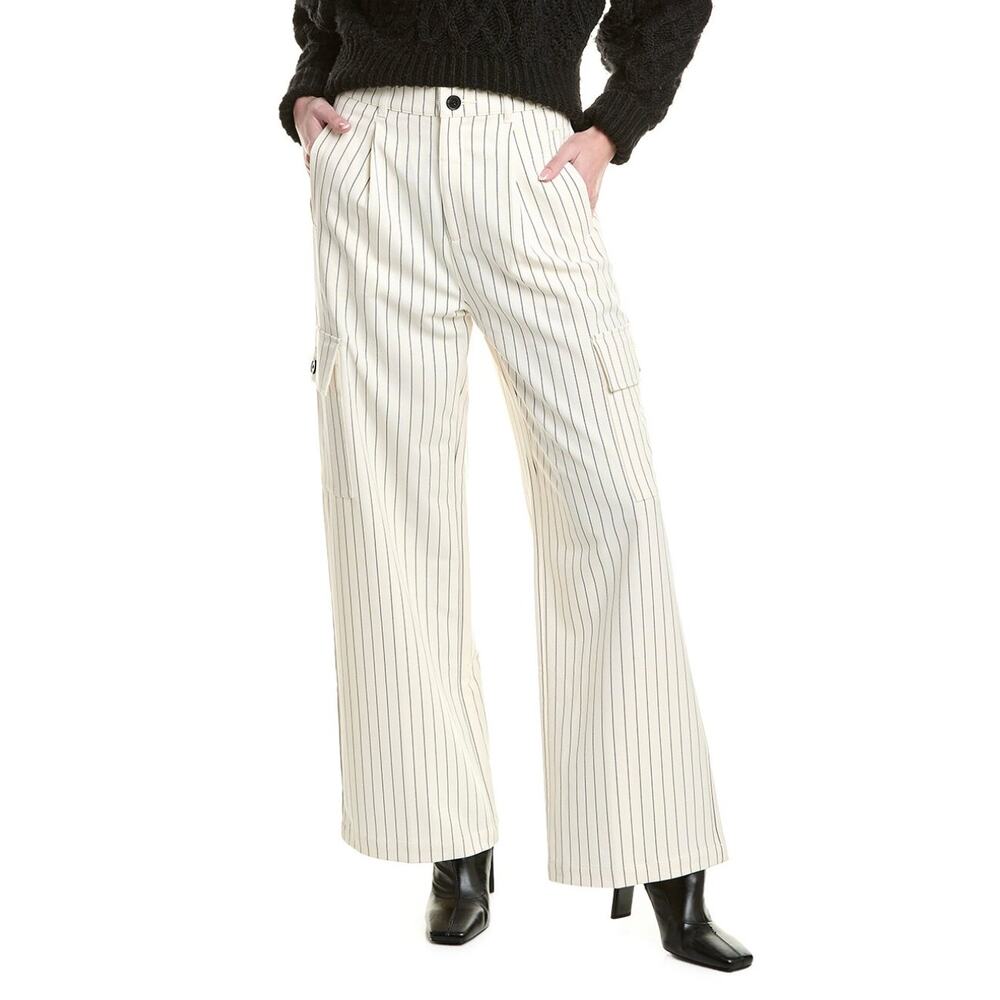 PISTOLA NWT Brynn High-Rise Le Blanc Pinstripe Relaxed Cargo Pant // 32